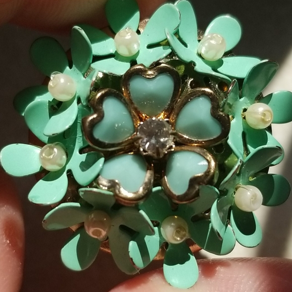 Sea Green Jewelry Set Ring Bracelet - Picture 2 of 6